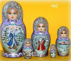 Russian matryoshka doll nesting babushka beauty winter christmas handmade