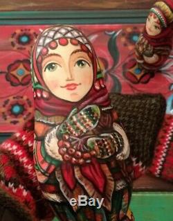 Russian matryoshka doll nesting babushka beauty winter handmade exclusive