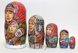 Russian matryoshka doll nesting babushka beauty winter handmade exclusive