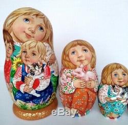Russian matryoshka doll nesting babushka children village handmade exclusive