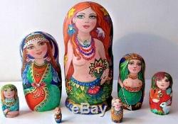 Russian matryoshka doll nesting babushka girl Tales handmade exclusive