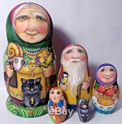 Russian matryoshka doll nesting babushka tales Baba Yaga handmade exclusive