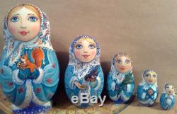 Russian matryoshka doll nesting babushka winter christmas handmade exclusive