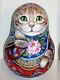 Russian Matryoshka Tumbler Babushka Doll Beauty Cat Handmade Exclusive