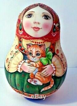 Russian matryoshka tumbler babushka doll beauty Cats handmade exclusive