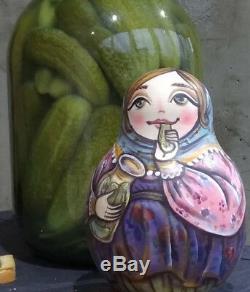 Russian matryoshka tumbler babushka doll pickled cucumber handmade exclusive
