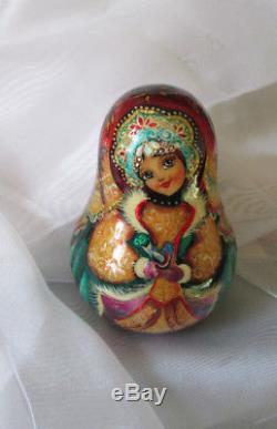 Russian matryoshka tumbler doll babushka beauty girl winter handmade