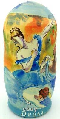Russian nesting DOLLS Edgar Degas Babushka Ballet Ballerina 5 signed Petrushina