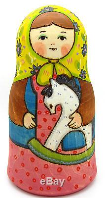 Russian nesting doll 5 HAND PAINTED Matt Martryoshka Girls & Toys RYABOVA signed