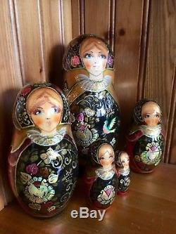 Russian nesting doll 5 MULTI COLOURS GOLD BLACK Khokhloma Babushka Matryoshka