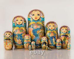 Russian nesting dolls 15 pieces Palekh Tsar Saltan, Matryoshka, Russian doll