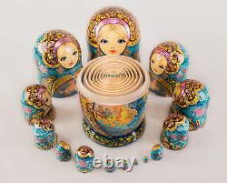 Russian nesting dolls 15 pieces Palekh Tsar Saltan, Matryoshka, Russian doll