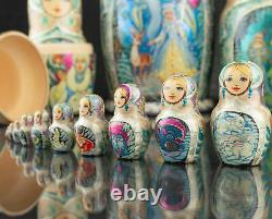 Russian nesting dolls, 20 pieces Matryoshka, Russian doll purple Morozko