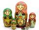 Russian Nesting Dolls 5 Hand Painted Samovar & Tea Drinking Babushka Ryabova Art