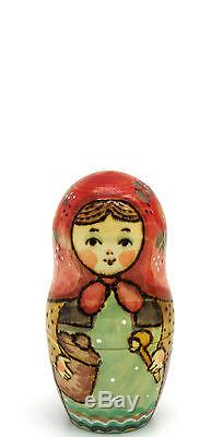 Russian nesting dolls 5 HAND PAINTED Samovar & tea drinking Matryoshka RYABOVA