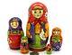 Russian Nesting Dolls 5 Hand Painted Traditional Babushka & Chicken Ryabova Gift