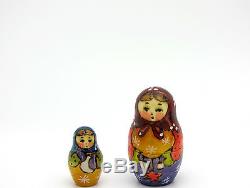 Russian nesting dolls 5 HAND PAINTED Winter Babushka Santa Snow Maiden RYABOVA