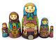 Russian Nesting Dolls 5 Matt Hand Painted Traditional Babushka & Karavay Ryabova