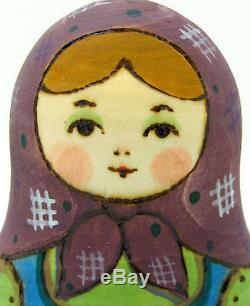 Russian nesting dolls 5 MATT HAND PAINTED TRADITIONAL Babushka & Karavay RYABOVA