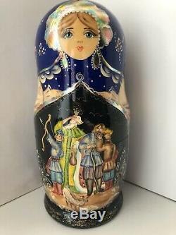 Russian nesting dolls, Matryoshka, 10-pieces set, fairytale, handmade