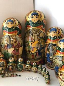 Russian nesting dolls, Matryoshka, 25-pieces set, fairytale, handmade