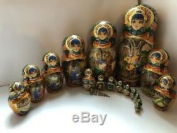 Russian nesting dolls, Matryoshka, 25-pieces set, fairytale, handmade