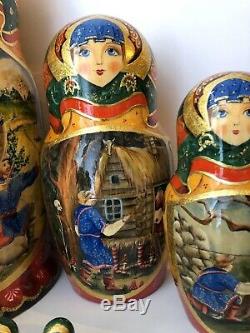 Russian nesting dolls, Matryoshka, 25-pieces set, fairytale, handmade