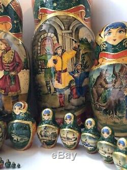 Russian nesting dolls, Matryoshka, 25-pieces set, fairytale, handmade