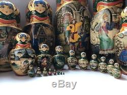 Russian nesting dolls, Matryoshka, 25-pieces set, fairytale, handmade