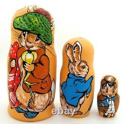Russian nesting dolls Matryoshka PETER RABBIT Benjamin Bunny Mrs. Rabbit 3