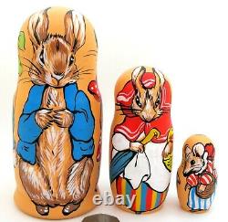 Russian nesting dolls Matryoshka PETER Rabbit Benjamin Bunny Mrs. Rabbit 3