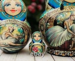 Russian nesting dolls Matryoshka with ballerina Russian dolls hand-painted
