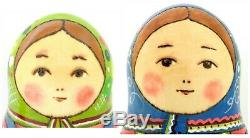 Russian nesting dolls RYABOVA Large Matryoshka & Chicken Genuine 7 HAND PAINTED