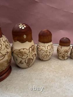 Russian nesting dolls matryoshka Churches Hand painted- Wood Burning 7 Dolls