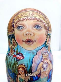 Russian nesting dolls, matryoshka, hand painted by the artist Olga Tolstikhina