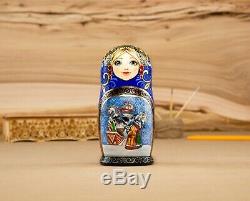 Russian traditional Nesting dolls, Troika Handmade doll, Matryoshka, Russian dol