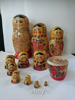 Russian wood Nesting dolls Matryoshka set 12 pcs. Hand painted USSR largest 12'