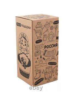 Russian wooden Matryoshka 7 pieces blue white USSR 8 inch