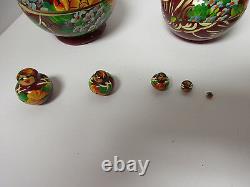 SIGNED RARE Vintage Hand Painted 10 Russian Nesting Dolls, Excellent Shape