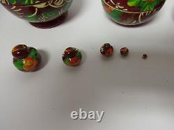 SIGNED RARE Vintage Hand Painted 10 Russian Nesting Dolls, Excellent Shape