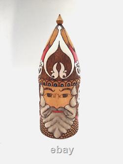 Santa Folk Art R. Ceprueb Nocag Russian Nesting Dolls Wood Burned & Painted Rare