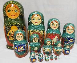 Set 15 Matryoshka Russian Nesting Dolls 12 Inch Made in Russia Czar Saltan