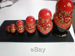 Set 7 Russian Nesting Dolls Matreshka Hand Painted ARTIST Signed Collect LARGE