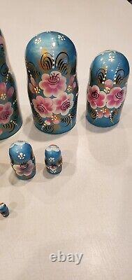 Set Of 10 Russian Matryoshka Nesting Dolls Signed Hand Painted