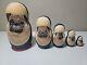 Set Of 5 Vintage Authentic Russian Nesting Dolls -handpainted-pug-dogs-2002