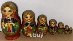 Set Of 7 Russian Matryoshka Nesting Dolls Signed Hand Painted Russia 1996 Meot