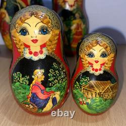 Set Of 7 Russian Matryoshka Nesting Dolls Signed Hand Painted Russia 1996 Meot