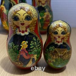 Set Of 7 Russian Matryoshka Nesting Dolls Signed Hand Painted Russia 1996 Meot