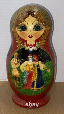 Set Of 7 Russian Matryoshka Nesting Dolls Signed Hand Painted Russia 1996 Meot