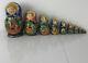 Set Of 10 Unique Russian Matryoshka Hand Painted Wooden Nesting Dolls